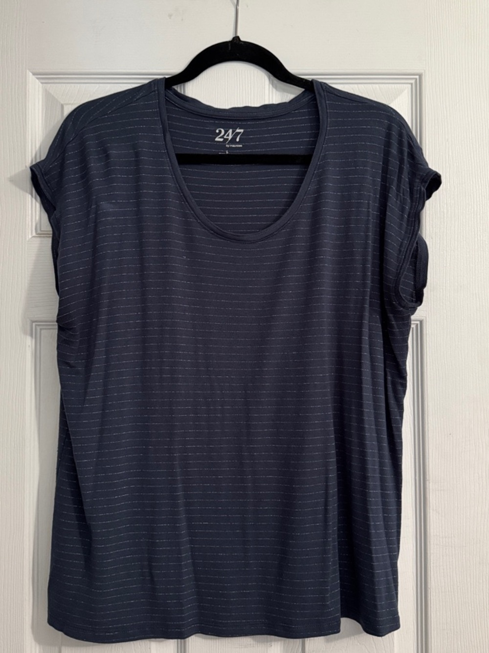 Maurices Navy Stripe Short Sleeve Scoop Tee